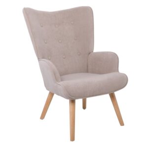 ALMA Πολυθρόνα - Μπερζέρα Σαλονιού - Καθιστικού Φυσικό Ύφασμα Velure Ανοιχτό Καφέ