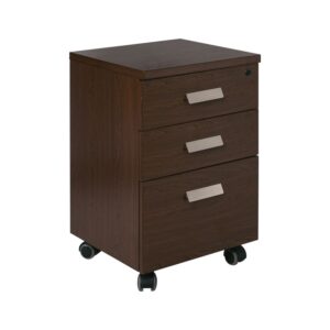 ALPINE Συρταριέρα Γραφείου Τροχήλατη, 3 Συρτάρια, Απόχρωση Σκούρο Καρυδί