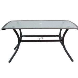 ASTOR Τραπέζι Dining Μεταλλικό Ανθρακί/Γυαλί