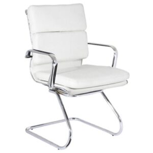 BF4800V Πολυθρόνα Γραφείου Επισκέπτη, Μέταλλο Χρώμιο, PU  Άσπρο