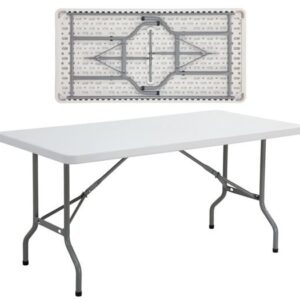 BLOW Τραπέζι Συνεδρίου - Catering Πτυσσόμενο, Μέταλλο Βαφή Γκρι, HDPE Άσπρο