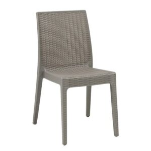 DAFNE Καρέκλα Τραπεζαρίας Κήπου Στοιβαζόμενη, PP Rattan Look UV Protection, Tortora