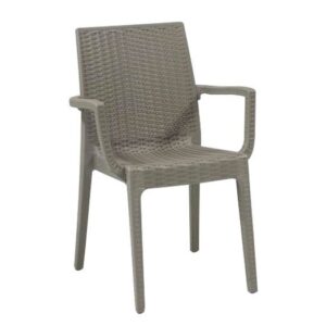 DAFNE Πολυθρόνα Τραπεζαρίας Κήπου Στοιβαζόμενη, PP Rattan Look UV Protection, Μπεζ