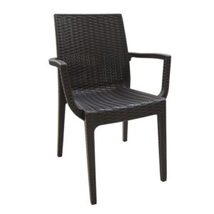 DAFNE Πολυθρόνα Τραπεζαρίας Κήπου Στοιβαζόμενη, PP Rattan Look UV Protection, Καφέ