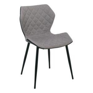 DAVID Καρέκλα Tραπεζαρίας Κουζίνας, Μέταλλο Βαφή Μαύρο PU Μαύρο, Ύφασμα Cappuccino