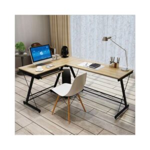 ΓΡΑΦΕΙΟ Αριστερή Γωνία Μέταλλο Βαφή Μαύρο, Επιφάνεια Απόχρωση Maple