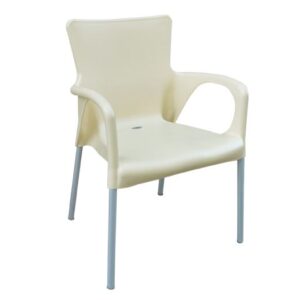 LARA Πολυθρόνα Dining Στοιβαζόμενη, ALU Silver, PP - UV Protection Απόχρωση Εκρού