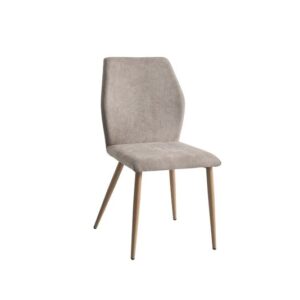 LETO Καρέκλα Tραπεζαρίας Κουζίνας, Μέταλλο Βαφή Φυσικό, Ύφασμα Ανοιχτό Καφέ