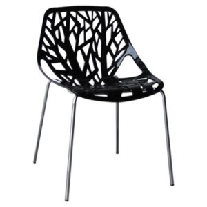 LINEA Καρέκλα Tραπεζαρίας Κουζίνας, Μέταλλο Χρώμιο  Πολυπροπυλένιο Μαύρο
