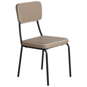 MARLEY Καρέκλα Τραπεζαρίας Μέταλλο Βαφή Μαύρο, Pu Cappuccino