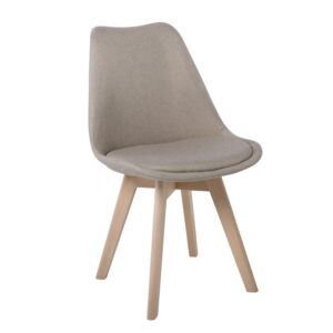 MARTIN Καρέκλα Οξιά Φυσικό, Ύφασμα Μπεζ, Αμοντάριστη Ταπετσαρία