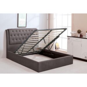 MAXWELL Κρεβάτι Διπλό με Χώρο Αποθήκευσης, για Στρώμα 160x200cm, Ύφασμα Σκούρο Καφέ