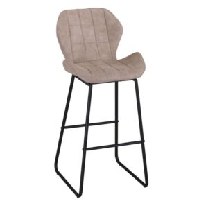 NORMA Σκαμπώ BAR Μέταλλο Βαφή Μαύρο / Ύφασμα Suede Μπεζ