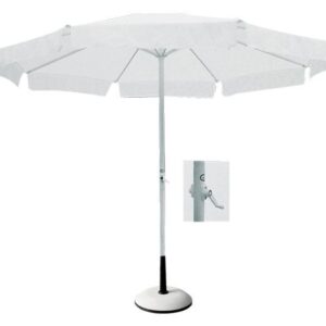 ΟΜΠΡΕΛΑ Αλουμινίου Σκελετός Άσπρο, Ύφασμα Άσπρο