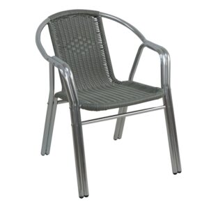 POLO-II Πολυθρόνα Βεράντας - Κήπου Αλουμινίου Στοιβαζόμενη, PE Mixed Grey (Tube:25x1mm)