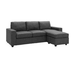 PORTLAND Καναπές Σαλονιού - Καθιστικού, Γωνία Αναστρέψιμος Ύφασμα Σκούρο Γκρι