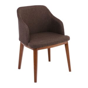 RAPTOR Πολυθρόνα Τραπεζαρίας Κουζίνας, Μέταλλο Βαφή Καρυδί Ύφασμα Καφέ