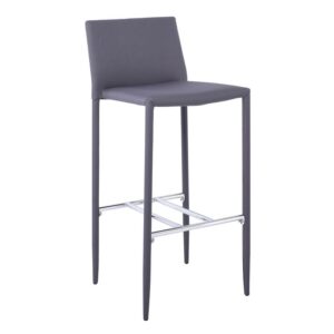 REGINA Σκαμπό BAR με Πλάτη, Ύφασμα Αδιάβροχο Γκρι