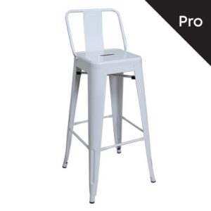 RELIX Σκαμπό Bar-Pro με Πλάτη, Μέταλλο Βαφή Άσπρο