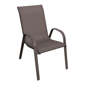 RIO Πολυθρόνα Κήπου-Βεράντας, Μέταλλο Βαφή Καφέ, Τextilene Καφέ, Στοιβαζόμενη
