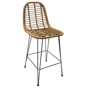 SALSA Σκαμπό BAR με Πλάτη, Μέταλλο Βαφή Μαύρο, Wicker Φυσικό