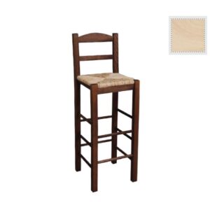 ΣΙΦΝΟΣ Σκαμπό BAR με Πλάτη, Οξιά Άβαφο με Ψάθα Αβίδωτη