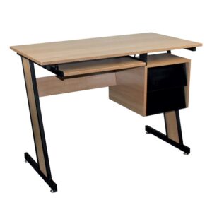 UNIT Γραφείο H/Y Μέταλλο Βαφή Μαύρο, Melamine Απόχρωση Sonoma