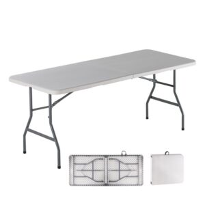 BLOW-R Τραπέζι Συνεδρίου - Catering Πτυσσόμενο (Βαλίτσα), Μέταλλο Γκρι, HDPE Άσπρο 40mm