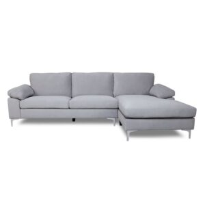 ALEX Καναπές Σαλονιού Καθιστικού Αριστερή Γωνία, Ύφασμα Γκρι Velure
