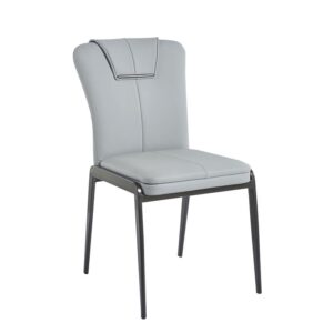 ANDRIA Καρέκλα Τραπεζαρίας- Κουζίνας, Μέταλλο Βαφή Μαύρο, Pu Ανοιχτό Γκρι