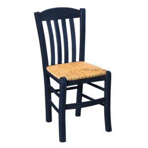 CASA Καρέκλα Οξιά Βαφή Εμποτισμού Ανιλίνη Μπλε, Κάθισμα Ψάθα