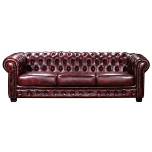 CHESTERFIELD Birmingham Καναπές 4Θέσιος Σαλονιού Καθιστικού, Δέρμα Antique Red