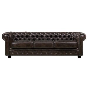 CHESTERFIELD Birmingham Καναπές 4Θέσιος Σαλονιού Καθιστικού, Δέρμα Καφέ