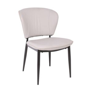 DIMA Καρέκλα Τραπεζαρίας- Κουζίνας, Μέταλλο Βαφή Μαύρο, Pu Γκρι-Μπεζ