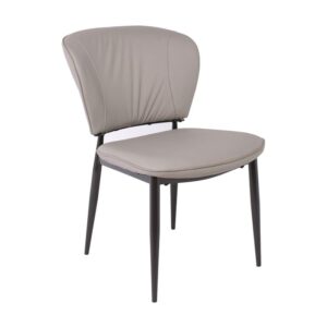 DIMA Καρέκλα Τραπεζαρίας- Κουζίνας, Μέταλλο Βαφή Μαύρο, Pu Γκρι