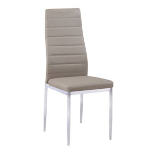 JETTA Καρέκλα Τραπεζαρίας - Κουζίνας, Μέταλλο Χρώμιο, Pvc Cappuccino Full K/D - Συσκ.4