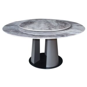 LAZY SUSAN Τραπέζι Ροτόντα με Περιστρεφόμενη επιφάνεια, Βάση Μέταλλο-Επιφάνεια Μάρμαρο