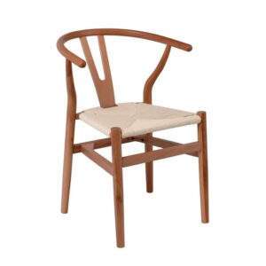 LIMA Καρέκλα Στοιβαζόμενη, Ξύλο Απόχρωση Καρυδί, Κάθισμα Paper Rope Φυσικό