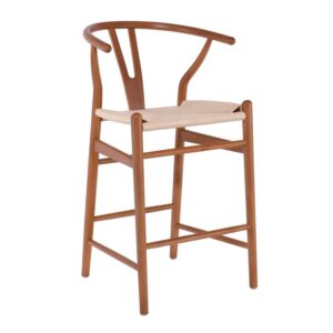 LIMA Σκαμπό BAR, Ξύλο Οξιά, Καρυδί, Κάθισμα Paper Rope Φυσικό (ύψος καθ.67cm)