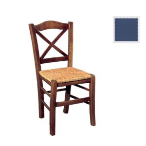 METRO Καρέκλα Οξιά Βαφή Εμποτισμού Μπλε, Κάθισμα Ψάθα