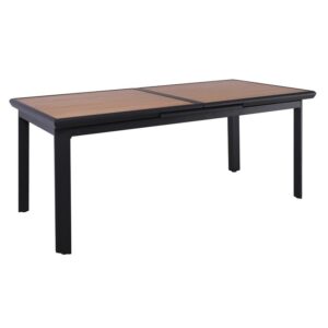 NAPOLI Τραπέζι Dining Κήπου- Βεράντας, Αλουμίνιο Βαφή Μαύρο Επιφάνεια Alu απόχρωσης Ξύλου