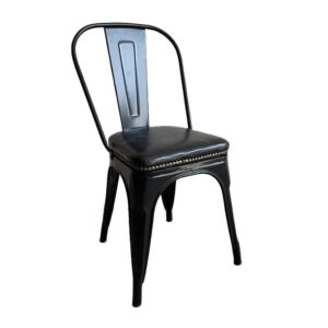 RELIX Καρέκλα Στοιβαζόμενη, Μέταλλο Βαφή Μαύρo, Κάθισμα Pu Μαύρο