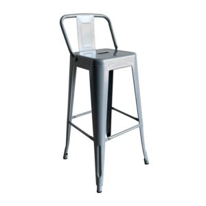 RELIX Σκαμπό Bar με Πλάτη, Μέταλλο Βαφή Γκρι