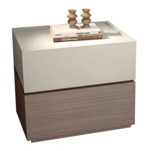 VANITY Κομοδίνο 2 Συρτάρια Αποχρώσεων Sonoma Oak & Cream, με Αποσπώμενα χρωματικά Μέρη