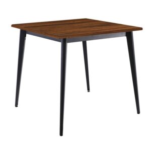 VIDAL Τραπέζι Μέταλλο Βαφή Μαύρο, Επιφάνεια 80x80cm/16mm Contract Sliq Walnut