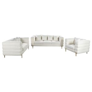 MORRIS Set Σαλόνι - Καθιστικό 3θέσιος + 2θέσιος + Πολυθρόνα Ύφασμα Teddy Άσπρο