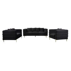 MORRIS Set Σαλόνι - Καθιστικό 3θέσιος + 2θέσιος + Πολυθρόνα Ύφασμα Teddy Μαύρο