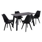 MARTIN Set Τραπεζαρία: Τραπέζι + 4 Καρέκλες, MDF Grey Walnut, Μέταλλο-Ξύλο-PP και PU Μαύρο