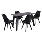 MARTIN Set Τραπεζαρία: Τραπέζι + 4 Καρέκλες, MDF Grey Walnut, Μέταλλο-Ξύλο-PP και PU Μαύρο