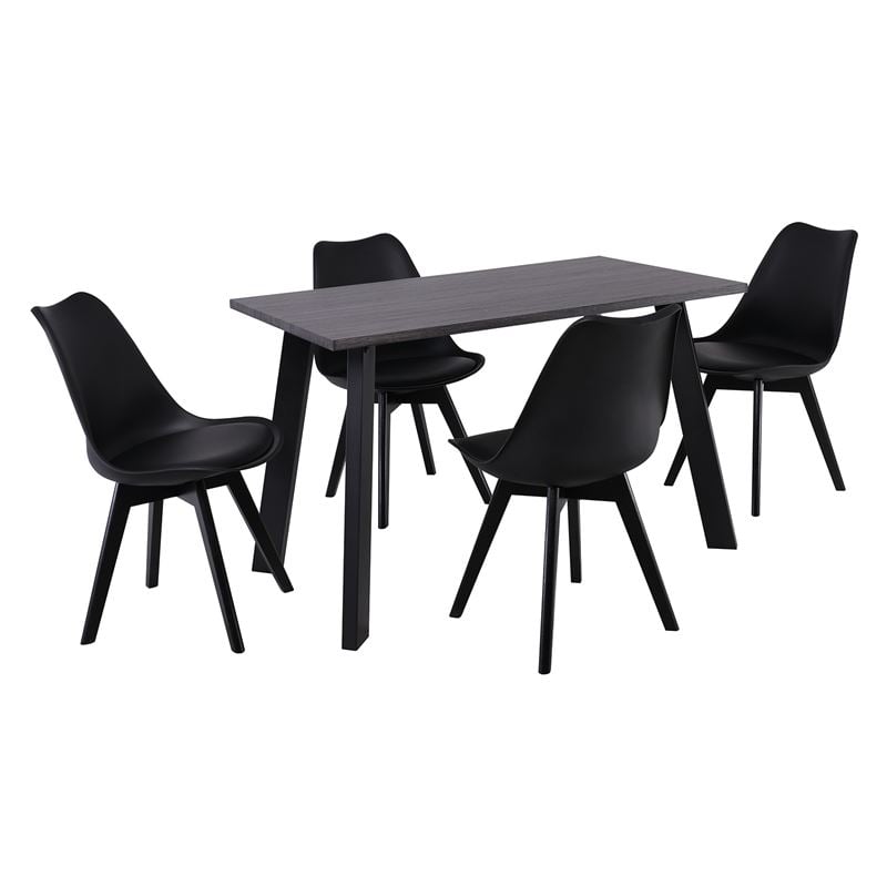 MARTIN Set Τραπεζαρία: Τραπέζι + 4 Καρέκλες, MDF Grey Walnut, Μέταλλο-Ξύλο-PP και PU Μαύρο MARTIN Set Τραπεζαρία: Τραπέζι + 4 Καρέκλες, MDF Grey Walnut, Μέταλλο-Ξύλο-PP και PU Μαύρο